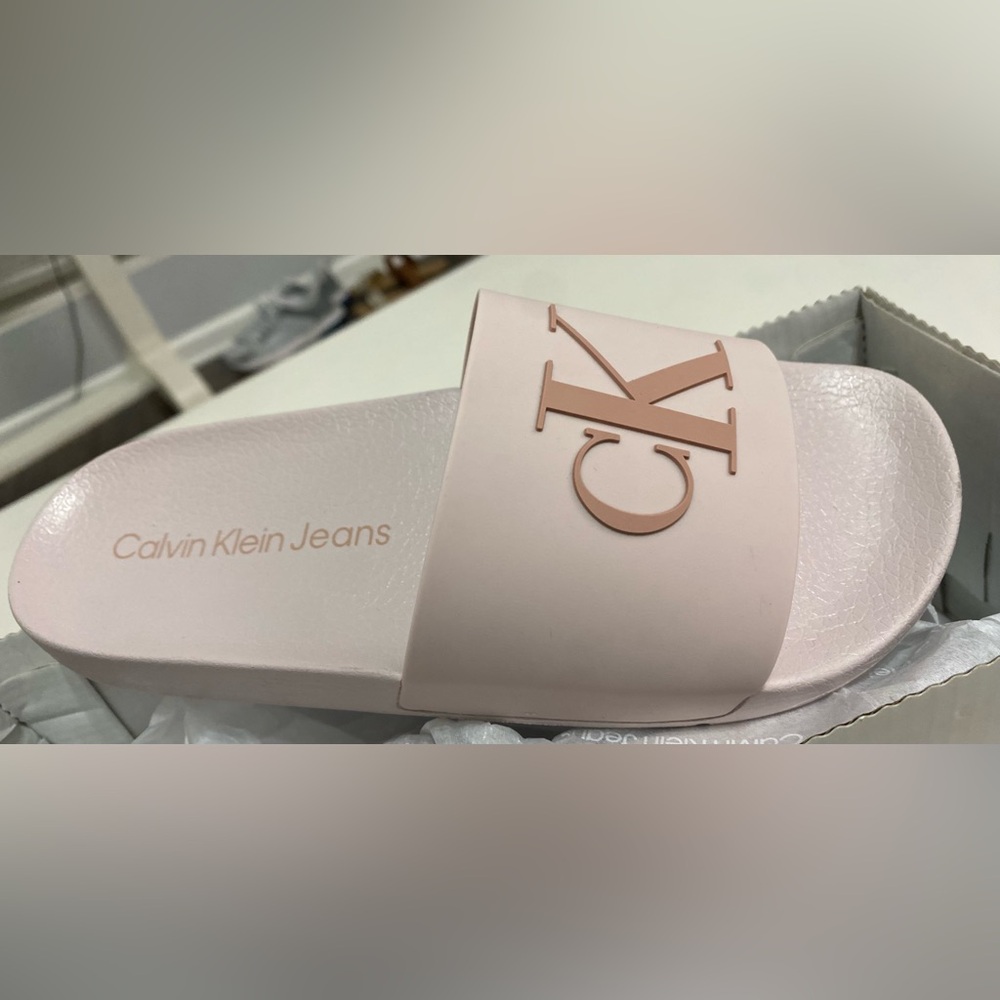 Calvin Klein Light Pink Slide Sandals